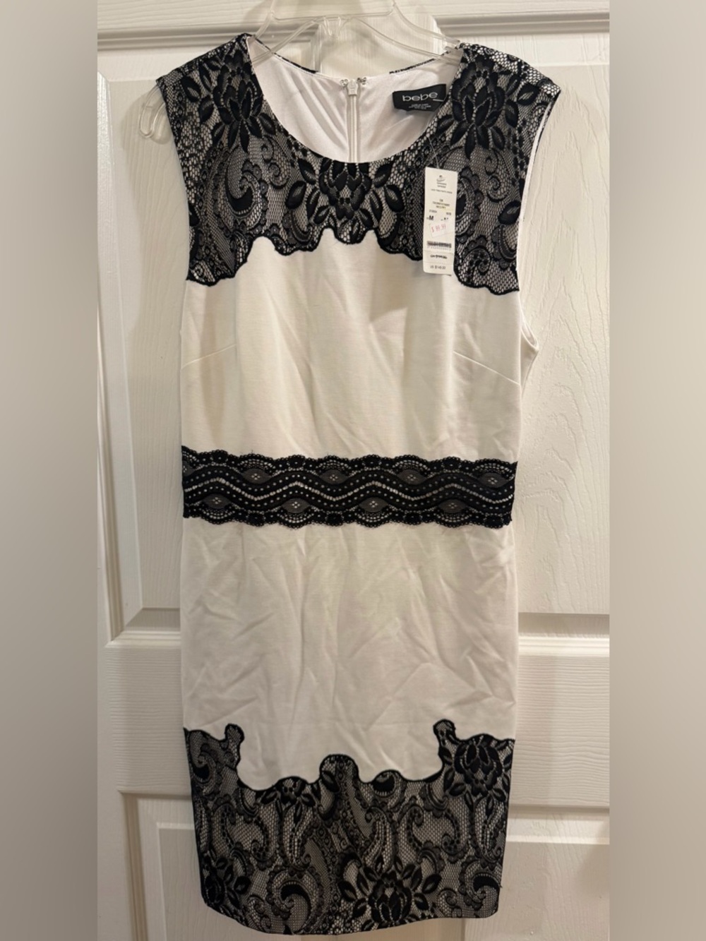Express White Dress with Black Lace Trim